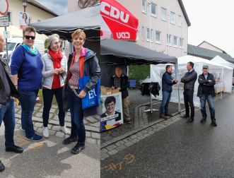 Am Info-Stand der CDU-Gemeinderats- und Kreistagskandidaten auf dem Steinheimer Maimarkt.
